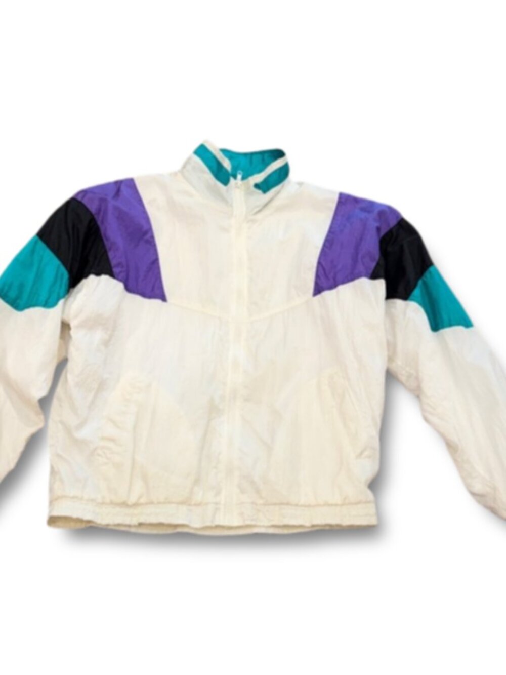 Vintage Pro Spirit Colorblock Windbreaker‎ White Teal Purple Medium